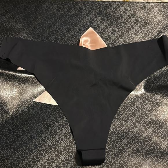 IZA Thong Second Skin Blush Pink Satin Bow Stretchy Smooth Christmas Panties - Picture 11 of 13